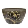 Aquário de cerâmica Jingdezhen com lótus e nenúfares, grande bacia de água especial azul e branca para peixes dourados, adequado para sala de estar, varanda, pátio e plantas em vasos