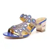 Sandalias de Strass Verano 2021 Estilo Coreano Sandalias de Strass para Mujer Ropa de Exterior Tacón Grueso Tacón Medio Chanclas Talla Grande Sandalias para Mujer