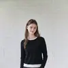Elegante top de punto retro de bloques de color, imitación de dos piezas para mujer, camiseta de manga larga con cuello redondo para principios de otoño, ideal para capas