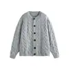 Roupas Vintage 25 Outono/Inverno Novo Tricô Retorcido Japonês Retro Gola Redonda Cardigan Suéter Jaqueta Unissex