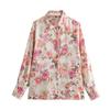Estilo europeo y americano 2024 primavera nuevo comercio exterior al por mayor camisa con estampado de flores de diez colores cuello solapa manga larga de un solo pecho