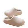 Pantuflas de algodón con textura de cuero impermeable para mujer, cálidas para interior en otoño e invierno, con felpa, antideslizantes, se pueden usar al aire libre, estilo pareja, pantuflas de algodón para mujer