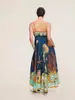 Moda Feminina Europeia e Americana Transfronteiriça Verão 2026 Novo Vestido Sexy Flare de Linho Sem Mangas com Alças Estampa Graffiti