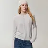 Cashmere de luxo leve! Cardigã 100% cashmere outono e inverno para mulheres, gola redonda, fecho de botões, jaqueta de tricô, peça básica de cor sólida para mulheres