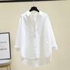 Comércio Exterior Exportação Camisa Nova de Algodão e Linho de Manga Comprida Feminina Estilo Coreano Solta Estilo Ocidental Casual Top Camisa Branca Jaqueta Feminina