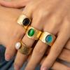 Comércio Exterior Europeu e Americano Personalidade Moda Aço Inoxidável Anel Aberto Ajustável Banho de Ouro 18k Senso de Design Nicho Estilo Retrô