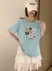 Ventas Directas del Mercado de las Trece Línas: Camiseta de Algodón Copo de Nieve de Verano, Cuello Redondo, Corte Ajustado, Mangas Cortas Versátiles, Suministro para Tienda Física, Envío Directo de Una Pieza