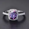 Anillo rectangular de circón de colores de gran venta, anillo de compromiso clásico de diamante cuadrado, joyería de comercio exterior europea y americana