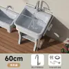Fregadero de lavandería de piedra de cuarzo para balcón exterior con tabla de lavar integrada, diseño todo en uno para lavado de manos y lavado en el patio