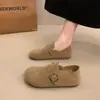 Zapatos Birkenstock blancos con estampado de grulla retro, suela suave, para mujer, pantuflas de suela gruesa para uso en exteriores, nuevos zapatos slip-on para primavera y otoño 2026 para mujeres embarazadas, con punta cerrada