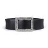 Cinturón Elástico Súper Ancho Adornado con Diamantes Negros Europeos y Americanos para Mujer, Sello de Cintura Simple Todo Fósforo para Chaqueta de Plumas con Chaqueta