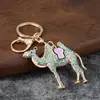 Chaveiro criativo de camelo do deserto fofo e colorido com pingente de animal para carro, acessório de metal com detalhes em diamantes e gotas de óleo