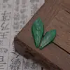 Estilo Antigo Folhas Verdes Esculpidas Acessórios para Joias DIY Pétalas de Folha Perfuradas Feitas à Mão Acessório para Prendedor de Cabelo Ornamento de Cabelo Materiais