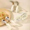 Colher de Bebê, Bebê Aprendendo a Comer, Treinamento para Comer Sozinho, Colher para Alimentação Complementar, Conjunto Portátil de Garfo e Colher para Crianças, Colher de Bebê