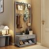 Perchero de Madera Maciza con Banco para Zapatos y Colgador de Ropa Integrados para Entrada, Vestíbulo, Dormitorio y Almacenamiento de Ropa
