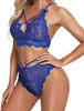 Lencería de Comercio Exterior Europeo y Americano Ropa de Dormir Encaje Hueco Transparente Encanto Sexy Tres Puntos Talla Extra Lencería Sexy