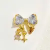 Cuentas de estrella de lazo de circonita incrustadas en oro de 14 quilates y plata que conservan el color, pulsera de cristal DIY con cuentas, accesorios de alta calidad