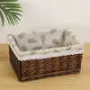 Cesta de Armazenamento de Cosméticos Trançada em Rattan de Salgueiro Caixa de Armazenamento para Mesa de Sala de Estar Caixa de Organização para Cozinha Armazenamento em Gaveta