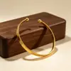 Estilo Tienda de Oro Pulido Oro Frijol Delgado Pulsera Abierta Versátil Moda para Mujer Banda Lisa Diseño de Nicho Sentido Joyería