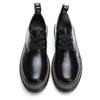 Botas de Cuero para Primavera y Verano Doble Costura 3 Ojales Zapatos Planos Casuales Unisex Negro Suela Gruesa Botas Martin de Cuero Botas Cortas Mujer