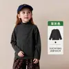 Ropa Infantil Amila 26 Invierno Nuevo Estilo Camisa Térmica de Forro Polar de Cuello Medio Alto de Una Pieza para Niñas Top Cálido Antibacteriano Infantil