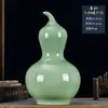 Vaso de cerâmica de Jingdezhen com esmalte celadon, arranjo de flores estilo chinês novo, decoração para casa para sala de estar, prateleira de exposição, hall de entrada e rack de TV