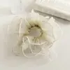 Elástico elegante para el pelo tipo scrunchie de organza estilo coreano con encaje, tamaño grande, súper tipo hada para moño, banda elástica para el pelo, accesorio para el pelo
