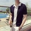Novo suéter de verão manga curta cardigã masculino camisa POLO slim business camiseta cor contrastante comércio exterior atacado transfronteiriço