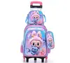 Mochila Escolar Bolsa Escolar 2026 Transfronteriza Caricatura Bolsa con Ruedas para Niños Estudiantes de Primaria Niños y Niñas 6-12 Años Mochila