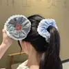 Goma para el pelo de encaje a cuadros atmosférica estilo coreano, goma de pelo a cuadros coreana, adorno para coleta estilo ballet