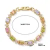Pulsera Cuadrada de Cobre Incrustada con Circonita Exquisita Europea y Americana Lujo Ligero Sensación de Alta Gama Temperamento Versátil Moda de Nicho Personalidad Joyería de Mano para Mujeres