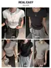 Nova Camiseta Feminina de Verão com Cintura Marcada, Gola Redonda, Ombros Caídos e Manga Curta, Design Único, Estilo Garota Spicy, Emagrecedora, Cor Sólida