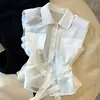 Camisa Elegante y de Moda con Cinturón para Adelgazar la Cintura para Mujer, Camisa Chaleco de Verano sin Mangas con Mangas Volantes, Top Único