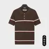 Camisa Polo de Punto Rayada de Manga Corta Estilo Old Money Cuello Solapa Top Casual Lujo Ligero Sensación de Alta Gama Ropa de Negocios para Hombres