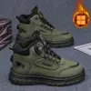 Botas Martin de inverno masculinas com forro de fleece, cano alto, estilo britânico retrô, botas de trabalho, sola grossa, acolchoadas com algodão, botas curtas, H631-M