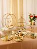 Exhibidor Europeo Dorado para Mesa de Postres, Bandeja para Pastel de Boda, Decoración, Soporte para Snacks de Té de la Tarde, Mesa para Comida Fría y Hora del Té