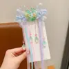 Acessório de Cabelo Hanfu para Meninas, Presilha de Cabelo com Flor de Pérola e Fita Estilo Antigo, Acessório Nacional Tendência com Franja para Meninas Fadas