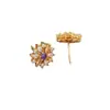 Pendientes Geométricos Florales de Diseño de Nicho Dopamina de la Vida Pendientes de Girasol Incrustados con Diamantes y Piedras Preciosas Multicolor