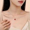 Collar de diamantes de amor de plata esterlina japonesa y coreana S925 con ágata roja, collar de amor con corazón rojo pequeño, diseño de nicho al por mayor