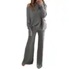 Pantalones Largos de Pierna Ancha de Cintura Alta con Cordón, Manga Larga Tipo Murciélago, Color Sólido Simple, Otoño e Invierno Nuevo, Transfronterizo Amazon Tiktok