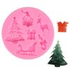 Molde para Hornear Pastel de Azúcar Flip Serie Navideña Papá Noel Árbol de Navidad Copo de Nieve Chocolate Molde de Silicona para Azúcar Flip