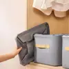 Cesta de Almacenamiento de Ropa con Aro de Acero para Hogar, Dormitorio, Armario, Cajón, Caja de Almacenamiento para Pantalones, Caja de Almacenamiento Plegable de Tela No Tejida