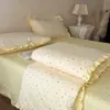 Juego de cuatro piezas de colcha de algodón lavado vintage estilo ins, colcha de verano de gasa de doble capa de algodón puro, colcha de aire acondicionado estilo princesa