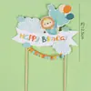 Decoração de Bolo Balão Leãozinho Faixa Topper Animais da Floresta Girassol Decoração de Mesa de Sobremesa Estilização