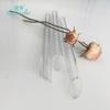 Popotes de Vidrio Inclinados en Stock Venta al Mayoreo Transparentes Puntiagudos Gruesos Reutilizables para Té de Leche con Perlas Popotes para Beber Transfronterizos