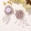 Estilo Hong Kong Retro Borla Cuentas de Arroz Borde Malla Camelia DIY Pasador Pendientes Adornos para el Cabello de Mujer Colgante para Ropa Accesorios de Borla