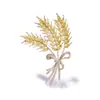 Broche de Espiga de Trigo de Tres Cabezas, Elegante Broche de Cristal Imitación de Cebada de Alta Gama para Mujer, Pin de Diseño Único, Accesorio para Traje