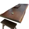 Mesa de Chá e Conjunto de Cadeiras em Madeira Maciça Ébano Placa Grande Mesa de Café em Madeira Maciça Sandália Preta Dourada Mesa de Chá de Escritório em Noz Preta Pronta para Venda