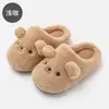 Chinelos de pelúcia de algodão com urso de desenho animado, chinelos femininos de inverno para casa, quentes, antiderrapantes, com sola grossa, para uso doméstico, atacado
