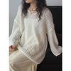 Lou Fu Nueva Blusa de Punto Coreana Estilo Suave Perezoso Calada de Primavera y Verano Chaqueta Exterior Holgada Retro Adelgazante para Mujer